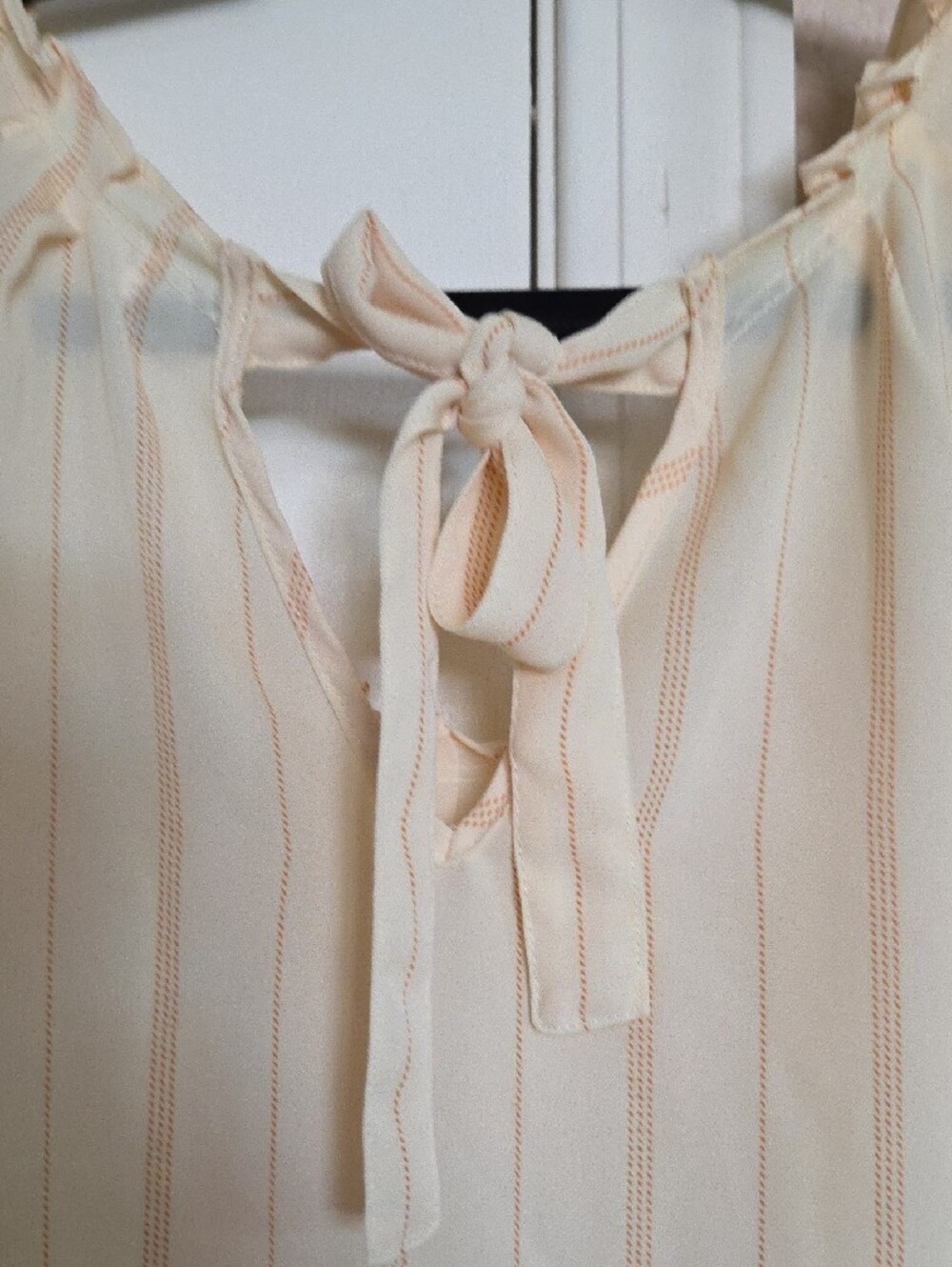 LC Lauren Conrad Light Yellow Blouse with Peach Pinstripes - Picture 9 of 10
